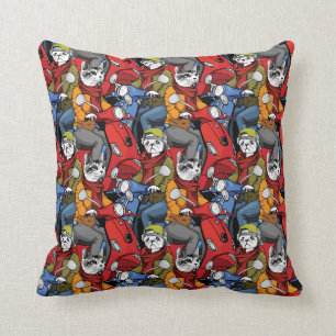 Coussin Motif de scooter de chats et de chiens