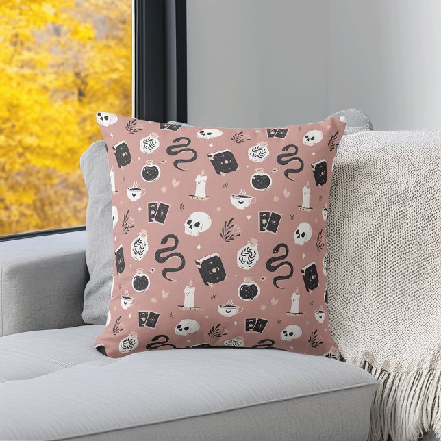 Coussin Motif de serpent crânien Mystic Boho (Créateur téléchargé)