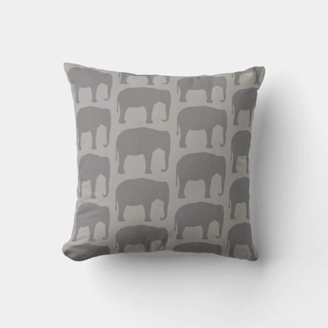 Coussin Motif de silhouettes d'éléphant asiatique (Recto)
