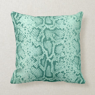 Coussin Motif de Snakeskin exotique bleu menthe