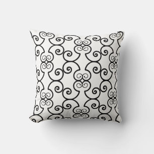 Coussin Motif de spirale noire sur fond blanc
