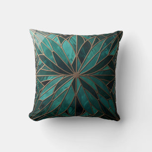Coussin Motif de starburst géométrique doré Art Déco Luxe