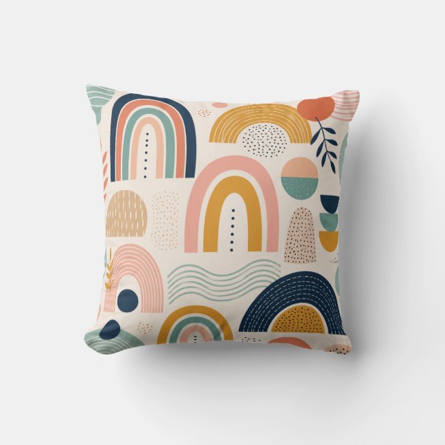 Coussin Motif de surface abstrait en arc de prisme pastel (Recto)