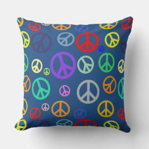 Coussin Motif de Symbole de Paix multicolore Vibrant Rich