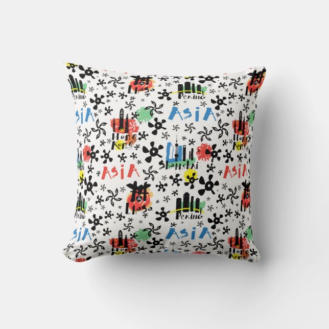 Coussin Motif de symboles de l'Asie | (Recto)