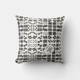Coussin Motif de symboles noir et blanc Décoration de la m