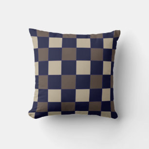 Coussin Motif de tableau de contrôle Brown bleu foncé