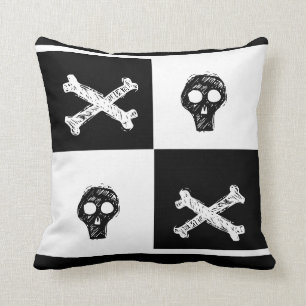 Coussin motif de tableau de contrôle noir et blanc
