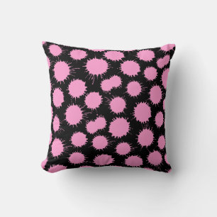 Coussin Motif de taches - Rose sur noir