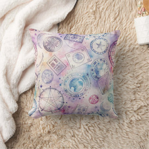Coussin Motif de tampon de voyage du monde vintage (4)