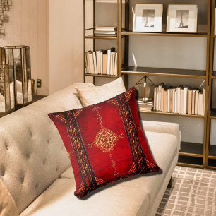 Coussin Motif de tapis persan en rouge foncé