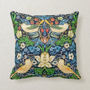 Coussin Motif de tapisserie d'oiseau et de fleur de