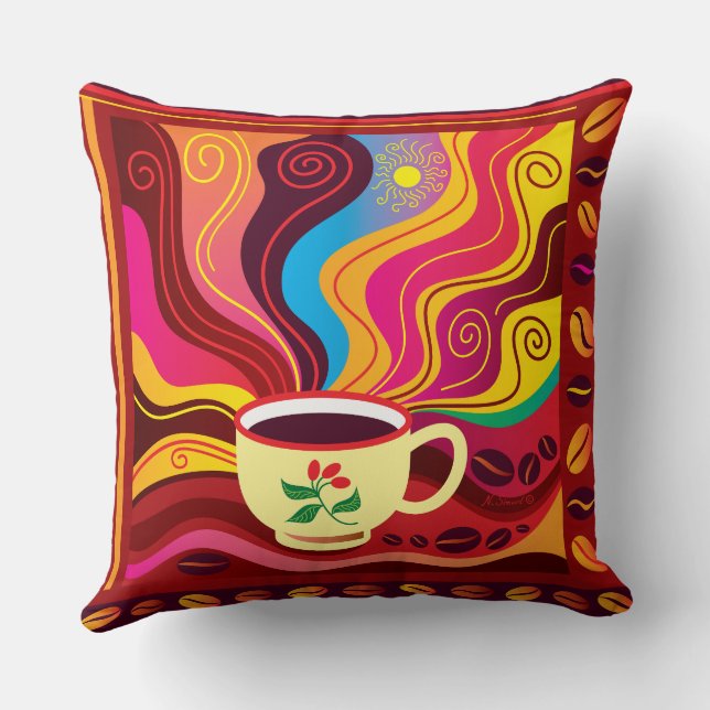 Coussin Motif de tasse de café fumant (Verso)
