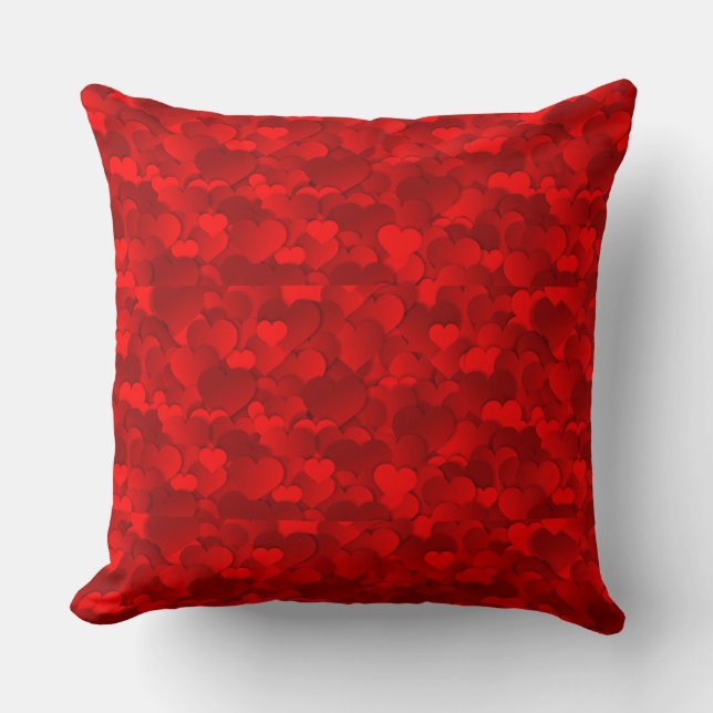 Coussin Motif de texture de cœurs d'amour rouge romantique (Recto)