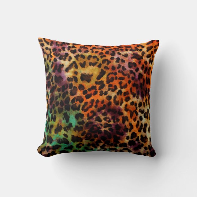 Coussin motif de texture léopard coloré abstrait (Recto)