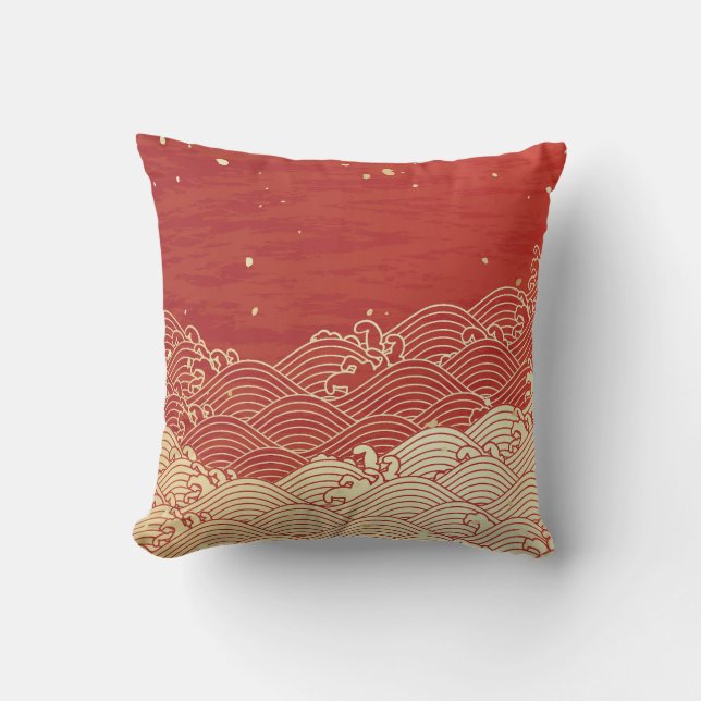 Coussin Motif de texture papier d'onde dorée (Recto)