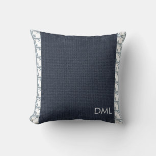 Coussin Motif de textures géométriques aux tons bleus chau