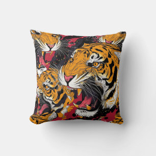 Coussin Motif de tigre à carreaux