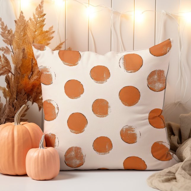 Coussin Motif de timbre à points de crème et d'orange (Créateur téléchargé)