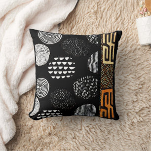 Coussin Motif de tissu de boue tribale africaine