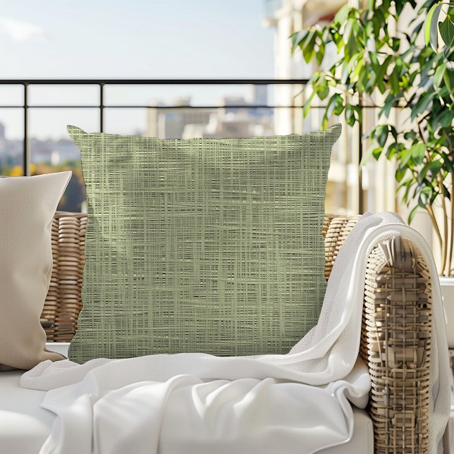 Coussin Motif de tissu de jute de Faux vert herbe chic Sag (Créateur téléchargé)