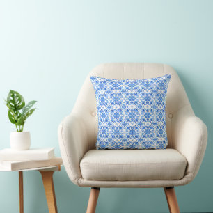 Coussin Motif de toile bleu français