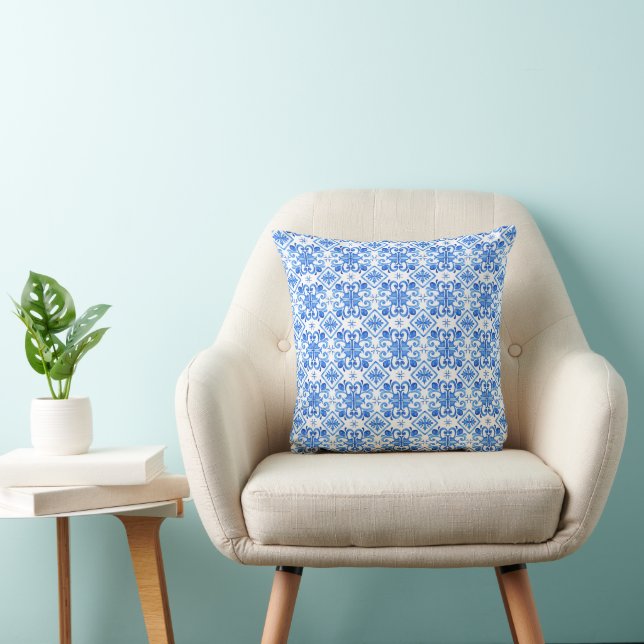 Coussin Motif de toile bleu français (Chaise)