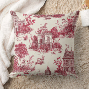 Coussin Motif de toile de campagne rouge traditionnel