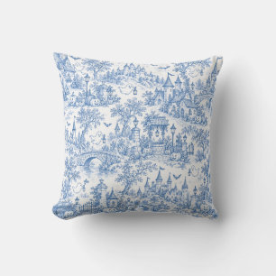 Coussin Motif de toile d'Halloween bleu Village fantomatiq