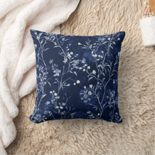 Coussin Motif de toile florale vintage bleu (10)
