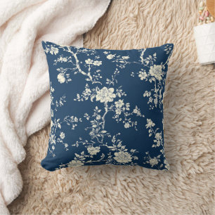 Coussin Motif de toile florale vintage bleu (11)