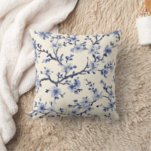 Coussin Motif de toile florale vintage bleu (5)