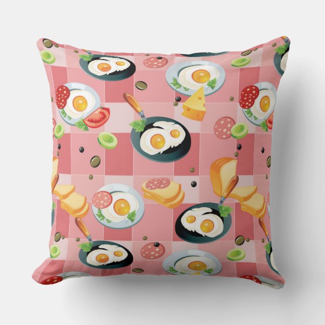 Coussin Motif de tomate et d'oeufs au plat (Recto)