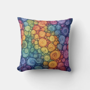 Coussin Motif de tourbillon de gribouillis abstrait coloré