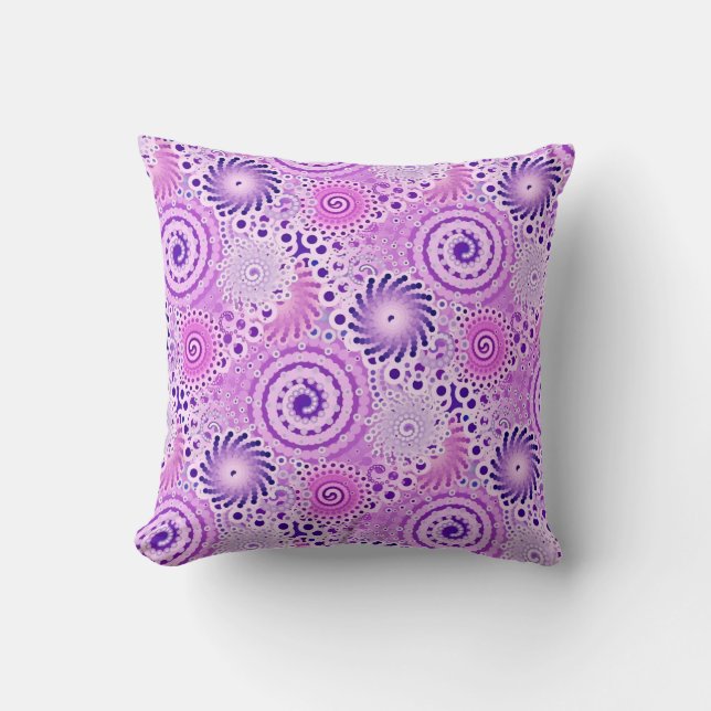 Coussin Motif de tourbillon fractal, violet, orchidée (Recto)