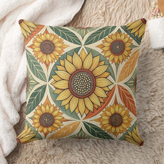Coussin Motif de tournesol et feuille | Découpe inspirée d (Couverture)