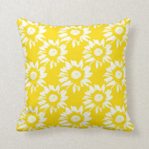 Coussin Motif de tournesol jaune et blanc
