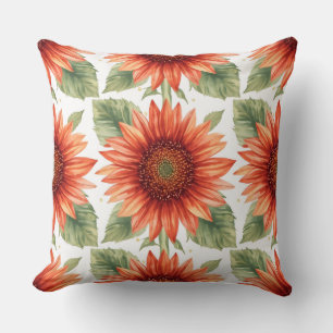 Coussin Motif de tournesol rouge