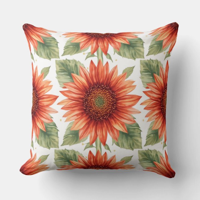 Coussin Motif de tournesol rouge (Recto)
