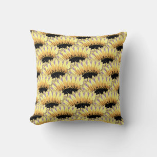 Coussin Motif de tournesol superposé sans couture