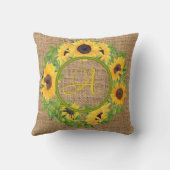 Coussin Motif de tournesols monogrammés décoratifs (Verso)