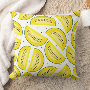 Coussin Motif de tranches de melon jaune frais