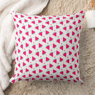 Coussin Motif de tranches de pastèque rose design d'été