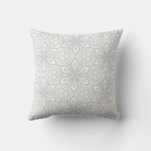 Coussin Motif de treillis floral gris doux