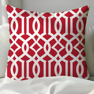 Coussin Motif de treillis marocain rouge et blanc tendance