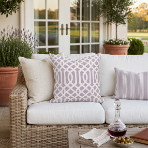 Coussin Motif de treillis violet et blanc lilas
