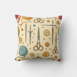 Coussin Motif de tricot crochet outils de couture