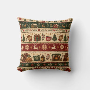 Coussin Motif de tricot de Noël cosy Fair Isle