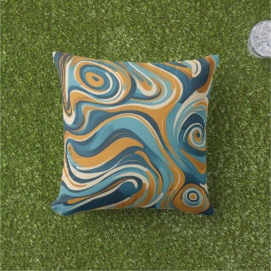 Coussin Motif de trippage bleu à billes en acier liquide O