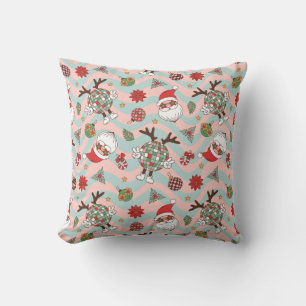 Coussin Motif de vacances Disco Père Noël et Reindeer